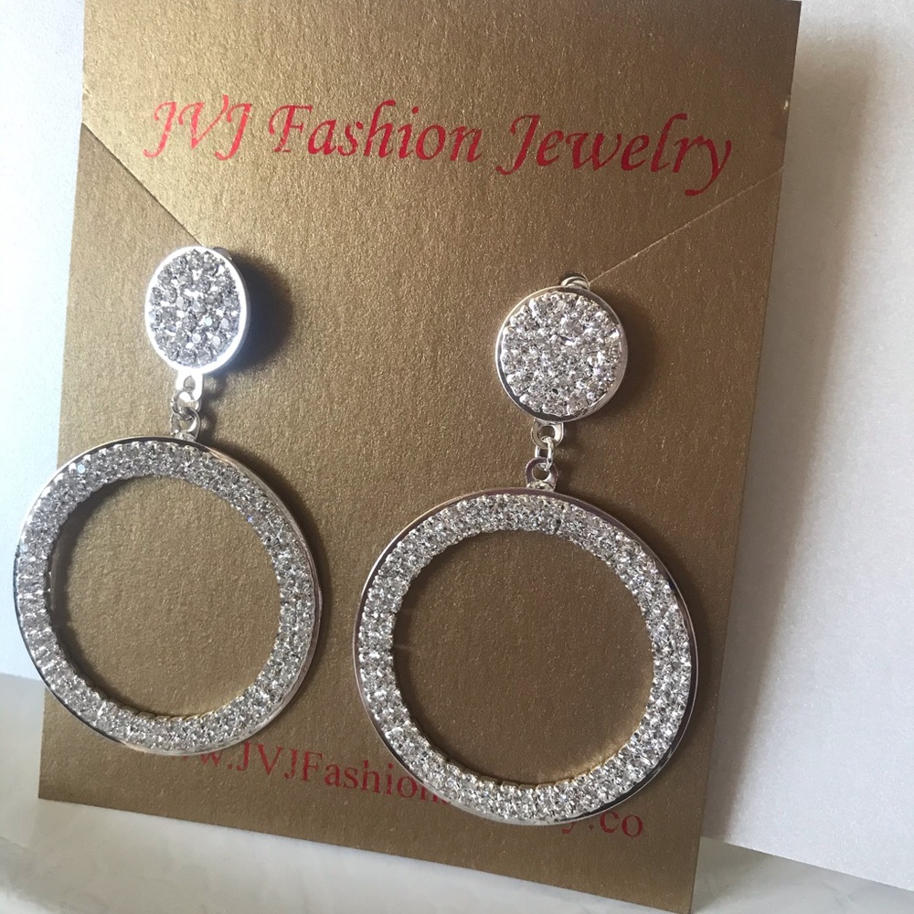 silver plated rhinestone earrings